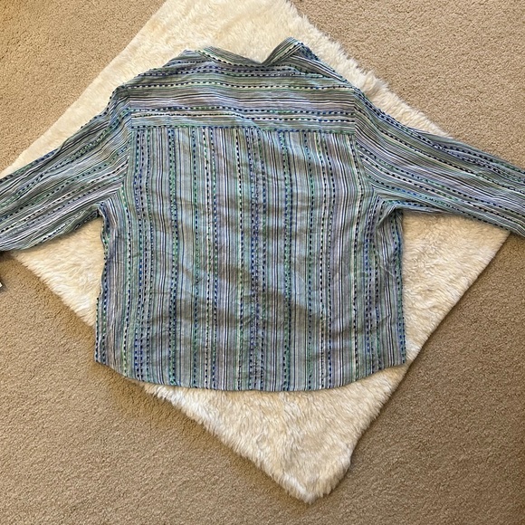 Alfred Dunner NWT button down striped shirt green blue 22w plus size - Picture 2 of 11
